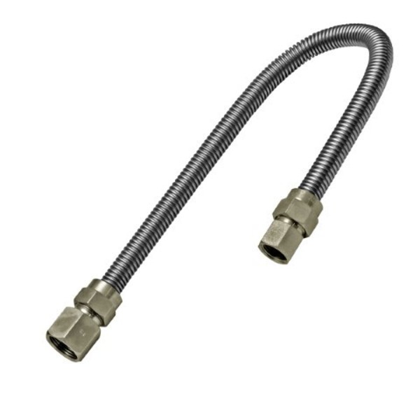 Flextron Gas Line Hose 1/2'' O.D.x36'' Length 1/2" FIPx3/8" MIP Fittings, Stainless Steel Flexible Connector FTGC-SS38-36F